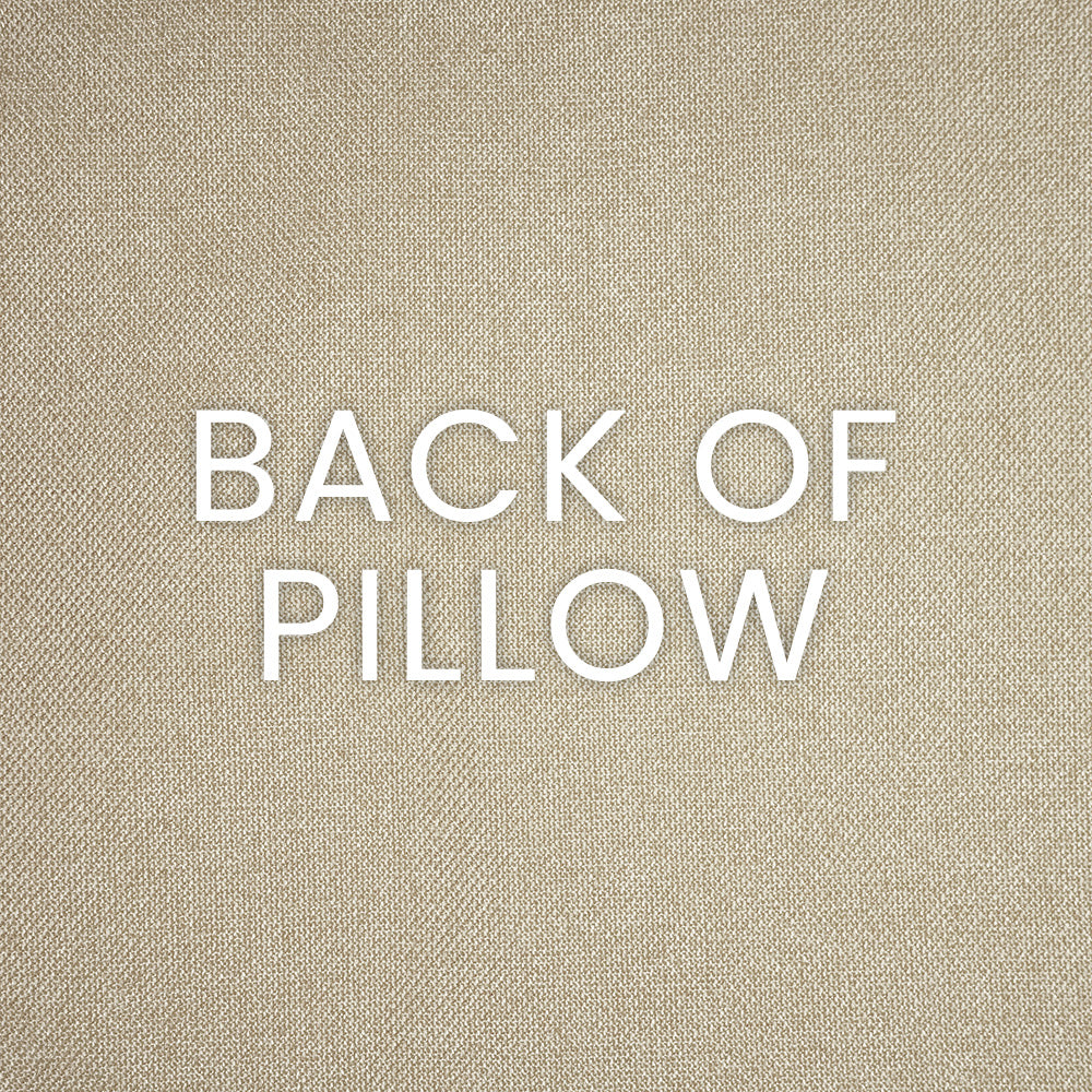 Sangria-colored pillow with a cream woven back and beige textured fabric; decorative cushion.