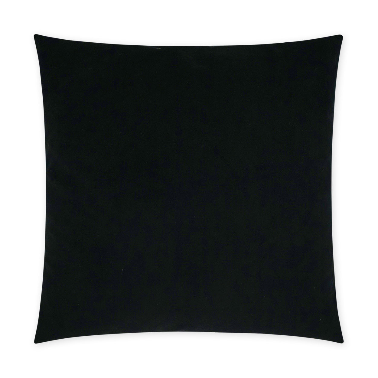 Black velvet square throw pillow with plush texture, modern decor accent for sofa or bed.