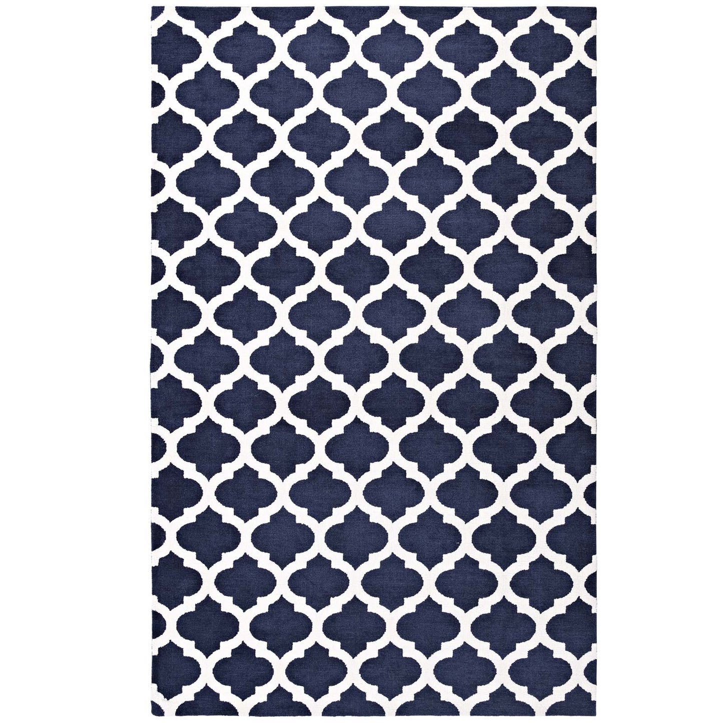 Modway Outlet Lida Moroccan Trellis 8x10 Area Rug by Modway  Living Room Rugs Navy and Ivory - R-1001A-810