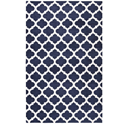 Modway Outlet Lida Moroccan Trellis 8x10 Area Rug by Modway  Living Room Rugs Navy and Ivory - R-1001A-810