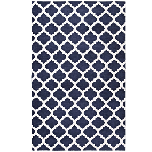 Modway Outlet Lida Moroccan Trellis 8x10 Area Rug by Modway  Living Room Rugs Navy and Ivory - R-1001A-810