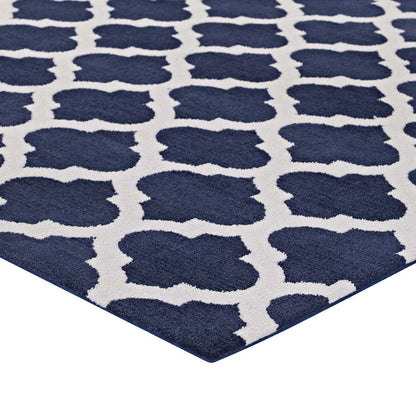 Modway Outlet Lida Moroccan Trellis 8x10 Area Rug by Modway  Living Room Rugs Navy and Ivory - R-1001A-810
