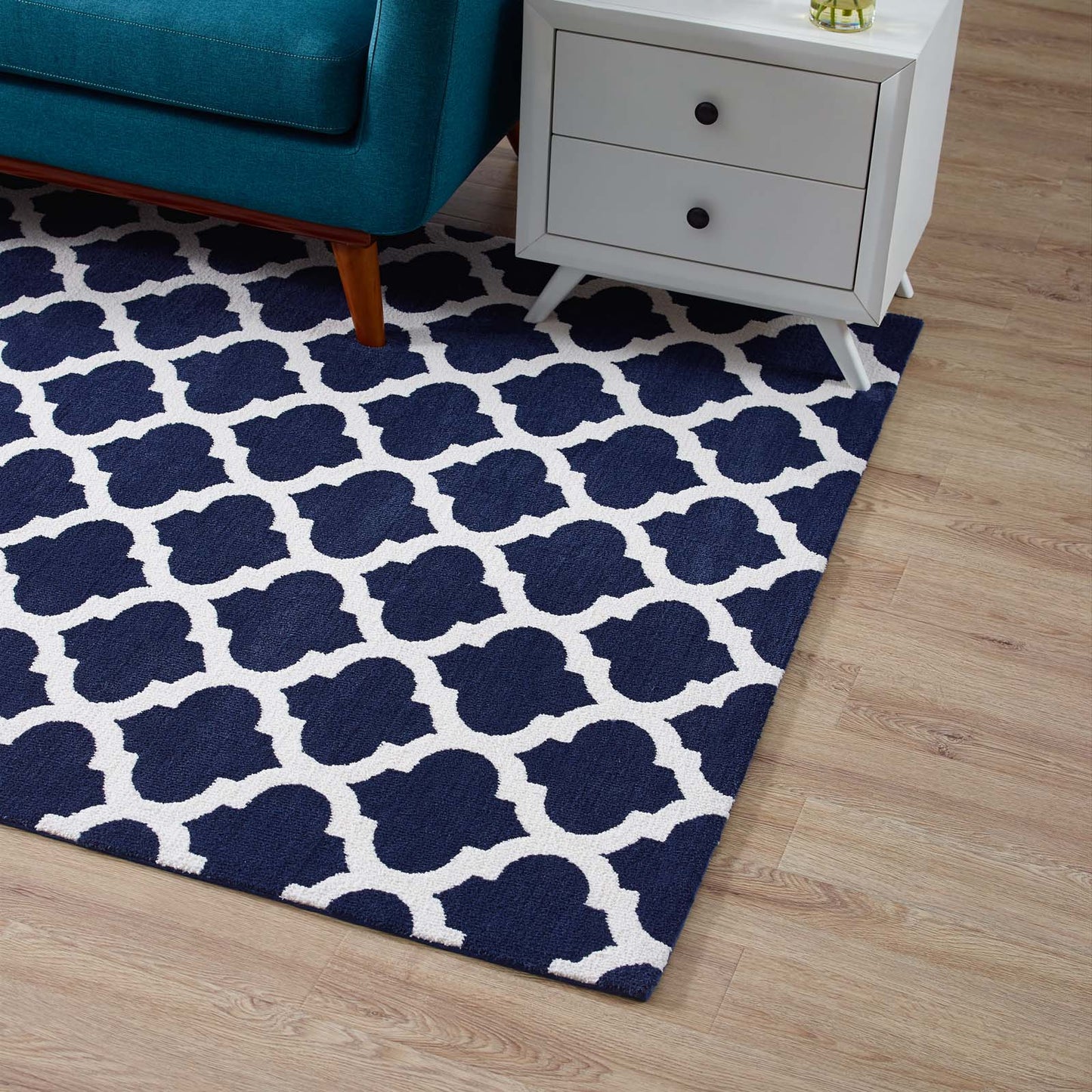 Modway Outlet Lida Moroccan Trellis 8x10 Area Rug by Modway  Living Room Rugs Navy and Ivory - R-1001A-810