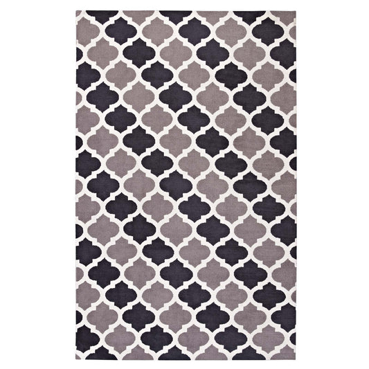 Modway Outlet Lida Moroccan Trellis 5x8 Area Rug by Modway  Living Room Rugs Charcoal and Black - R-1001B-58