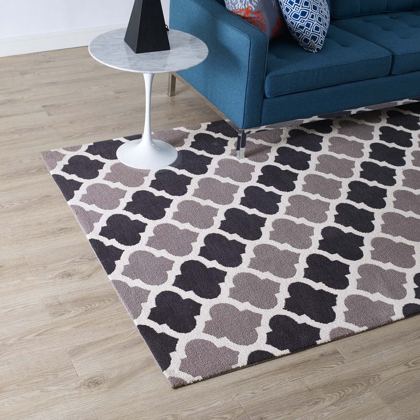 Modway Outlet Lida Moroccan Trellis 5x8 Area Rug by Modway  Living Room Rugs Charcoal and Black - R-1001B-58