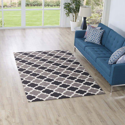 Modway Outlet Lida Moroccan Trellis 5x8 Area Rug by Modway  Living Room Rugs Charcoal and Black - R-1001B-58
