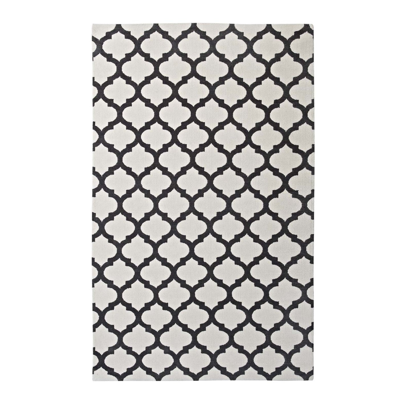 Modway Outlet Lida Moroccan Trellis 5x8 Area Rug by Modway  Living Room Rugs Ivory and Charcoal - R-1001C-58