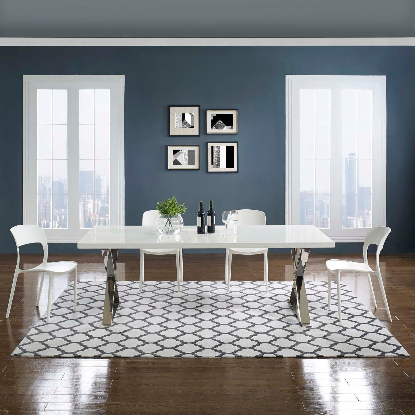 Modway Outlet Lida Moroccan Trellis 8x10 Area Rug by Modway  Living Room Rugs Ivory and Charcoal - R-1001C-810