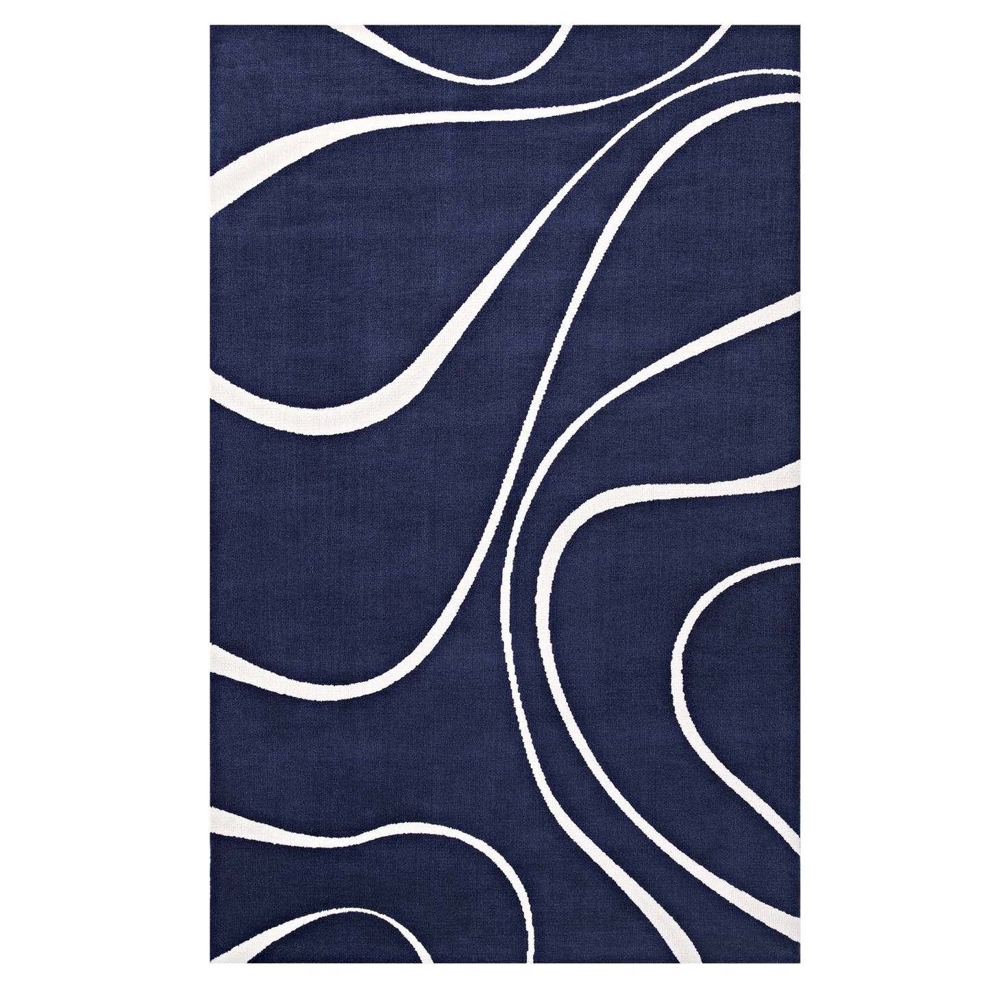 Modway Outlet Therese Abstract Swirl 5x8 Area Rug by Modway  Living Room Rugs Navy and Ivory - R-1002A-58