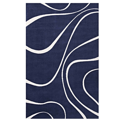 Modway Outlet Therese Abstract Swirl 5x8 Area Rug by Modway  Living Room Rugs Navy and Ivory - R-1002A-58