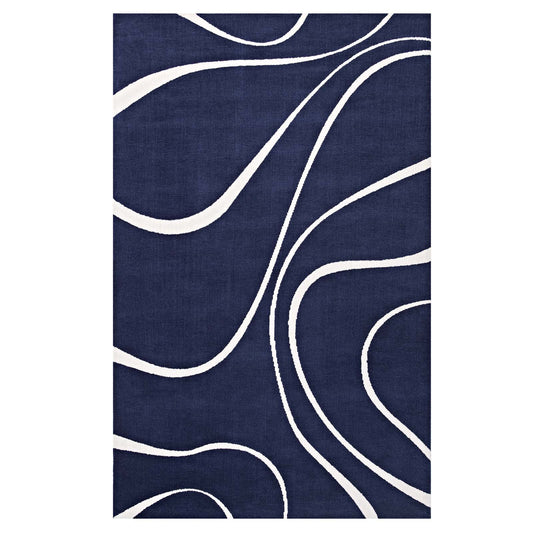 Modway Outlet Therese Abstract Swirl 5x8 Area Rug by Modway  Living Room Rugs Navy and Ivory - R-1002A-58