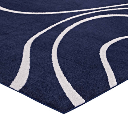 Modway Outlet Therese Abstract Swirl 5x8 Area Rug by Modway  Living Room Rugs Navy and Ivory - R-1002A-58