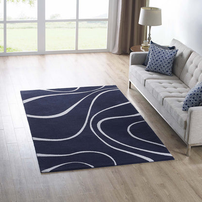 Modway Outlet Therese Abstract Swirl 5x8 Area Rug by Modway  Living Room Rugs Navy and Ivory - R-1002A-58
