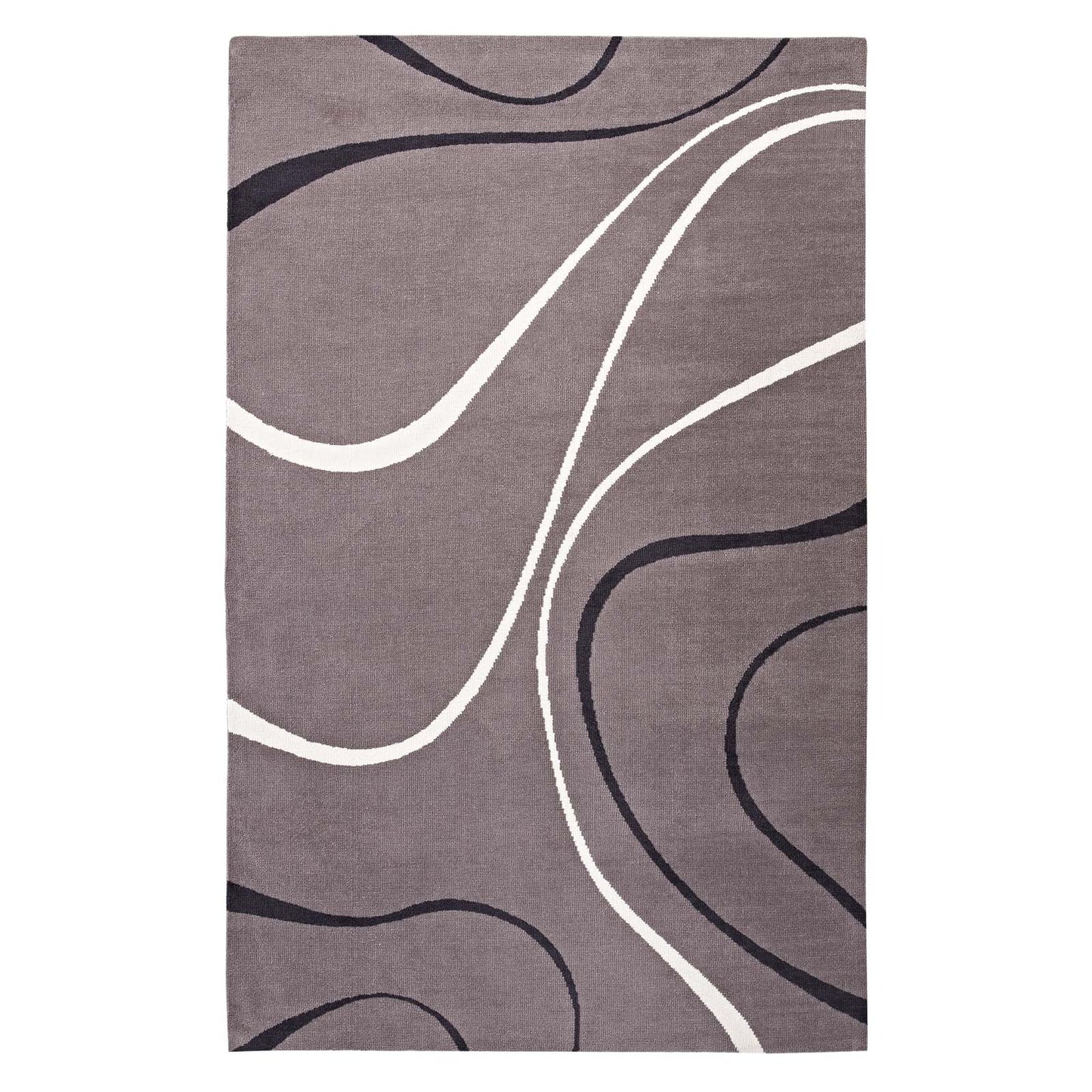 Modway Outlet Therese Abstract Swirl 5x8 Area Rug by Modway  Living Room Rugs Charcoal Black and Ivory - R-1002B-58