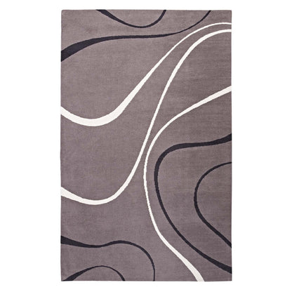 Modway Outlet Therese Abstract Swirl 5x8 Area Rug by Modway  Living Room Rugs Charcoal Black and Ivory - R-1002B-58