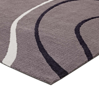 Modway Outlet Therese Abstract Swirl 5x8 Area Rug by Modway  Living Room Rugs Charcoal Black and Ivory - R-1002B-58