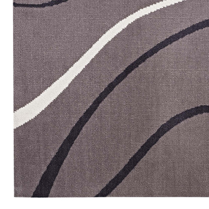Modway Outlet Therese Abstract Swirl 5x8 Area Rug by Modway  Living Room Rugs Charcoal Black and Ivory - R-1002B-58
