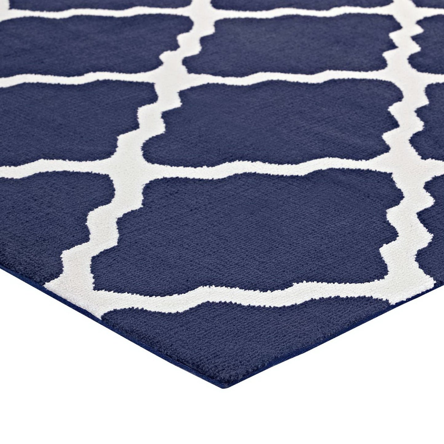 Modway Outlet Marja Moroccan Trellis 5x8 Area Rug by Modway  Living Room Rugs Navy and Ivory - R-1003A-58
