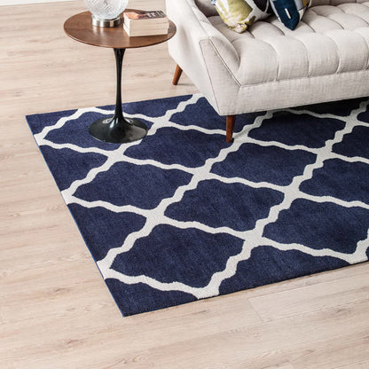 Modway Outlet Marja Moroccan Trellis 5x8 Area Rug by Modway  Living Room Rugs Navy and Ivory - R-1003A-58