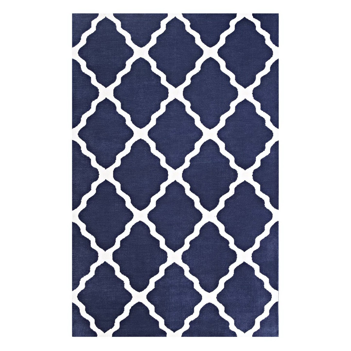 Modway Outlet Marja Moroccan Trellis 8x10 Area Rug by Modway  Living Room Rugs Navy and Ivory - R-1003A-810
