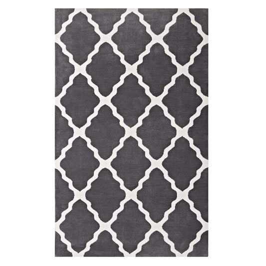 Modway Outlet Marja Moroccan Trellis 5x8 Area Rug by Modway  Living Room Rugs Charcoal and Ivory - R-1003C-58