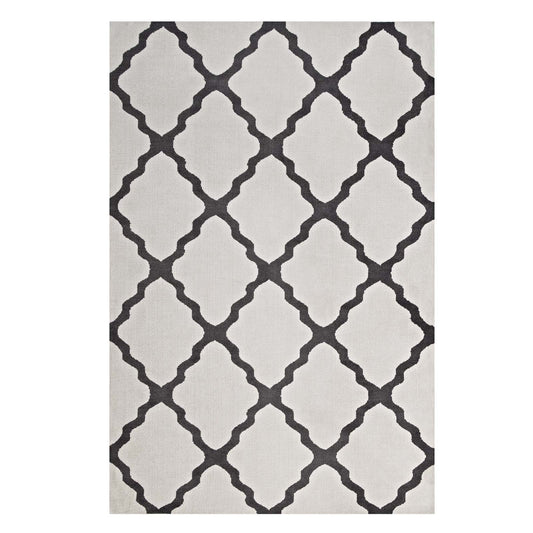 Modway Outlet Marja Moroccan Trellis 8x10 Area Rug by Modway  Living Room Rugs Ivory and Charcoal - R-1003D-810