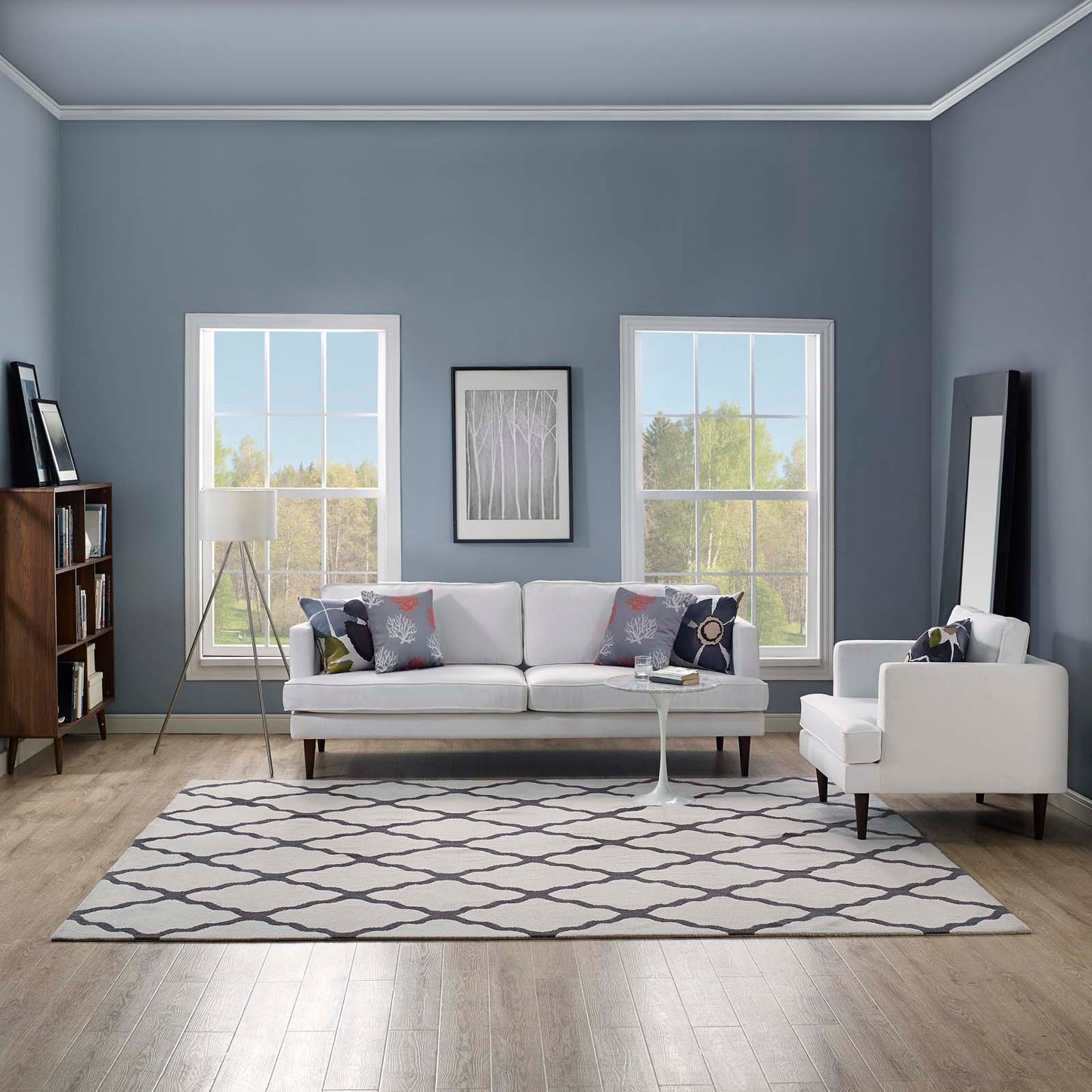 Modway Outlet Marja Moroccan Trellis 8x10 Area Rug by Modway  Living Room Rugs Ivory and Charcoal - R-1003D-810