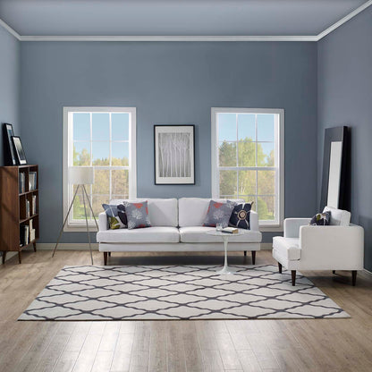 Modway Outlet Marja Moroccan Trellis 8x10 Area Rug by Modway  Living Room Rugs Ivory and Charcoal - R-1003D-810