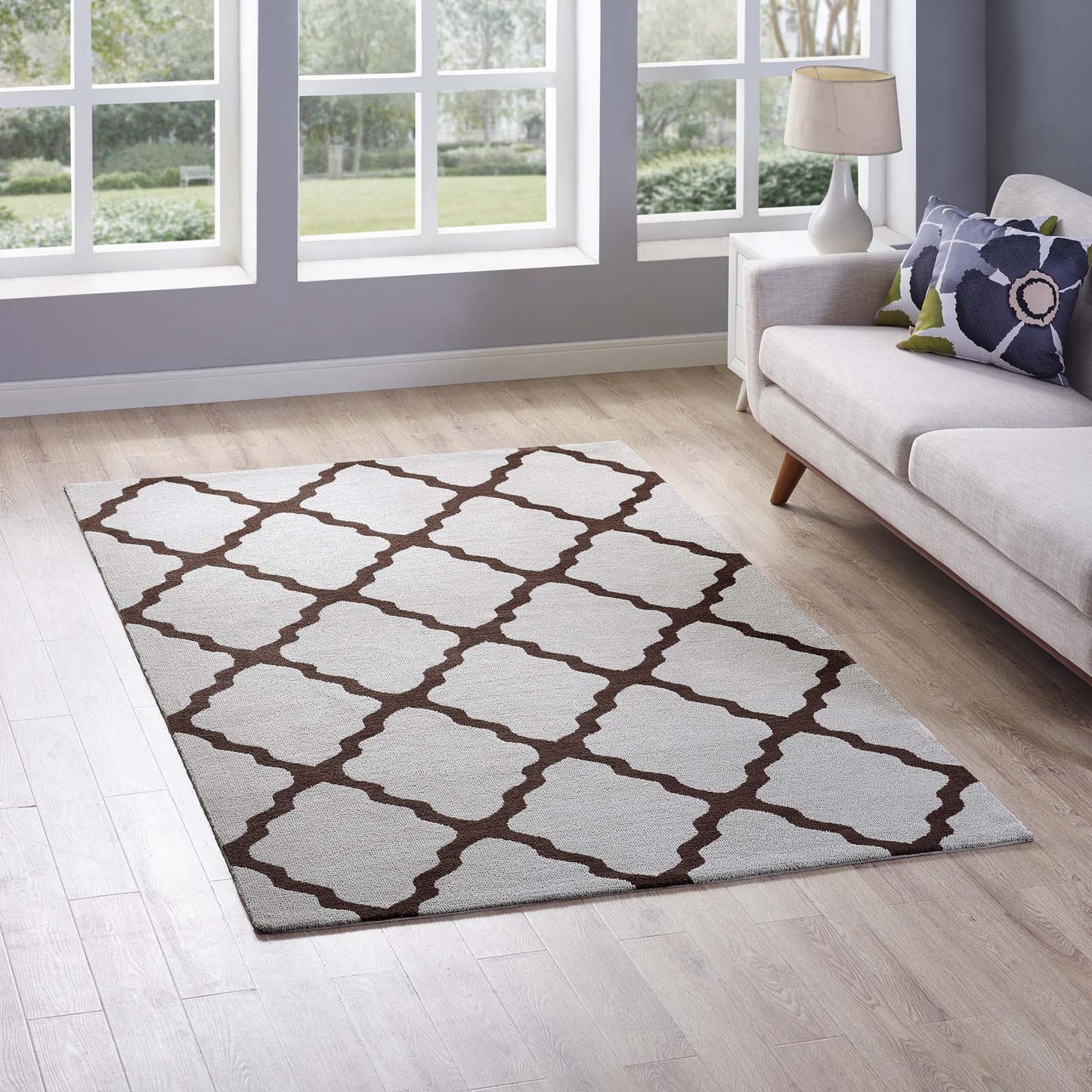 Modway Outlet Marja Moroccan Trellis 5x8 Area Rug by Modway  Living Room Rugs Brown and Gray - R-1003E-58
