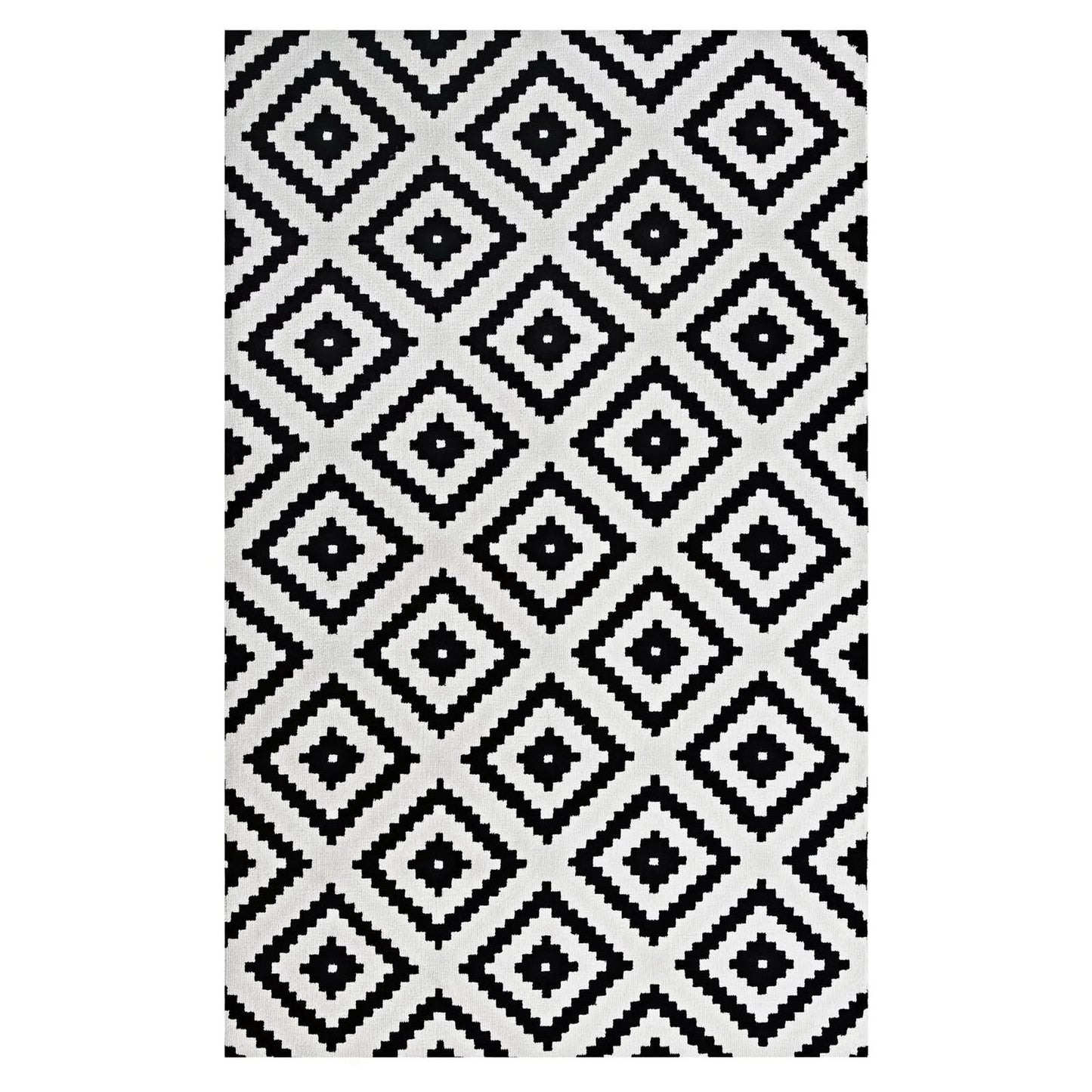 Modway Outlet Alika Abstract Diamond Trellis 5x8 Area Rug by Modway  Living Room Rugs Black and White - R-1004A-58