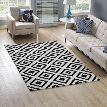 Modway Outlet Alika Abstract Diamond Trellis 5x8 Area Rug by Modway  Living Room Rugs Black and White - R-1004A-58