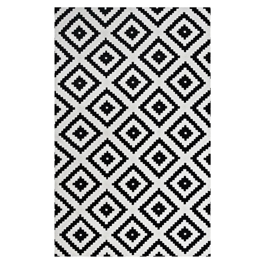 Modway Outlet Alika Abstract Diamond Trellis 8x10 Area Rug by Modway  Living Room Rugs Black and White - R-1004A-810