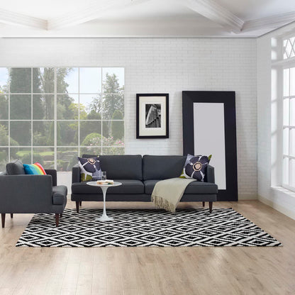 Modway Outlet Alika Abstract Diamond Trellis 8x10 Area Rug by Modway  Living Room Rugs Black and White - R-1004A-810