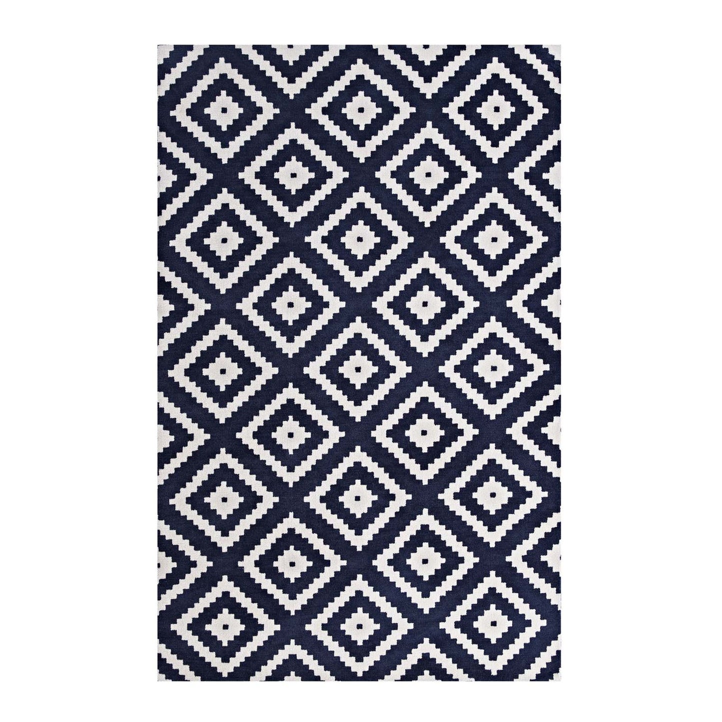 Modway Outlet Alika Abstract Diamond Trellis 8x10 Area Rug by Modway  Living Room Rugs Ivory and Navy - R-1004D-810