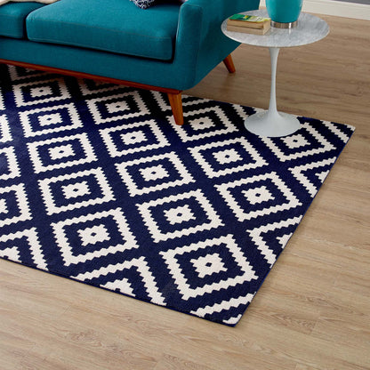 Modway Outlet Alika Abstract Diamond Trellis 8x10 Area Rug by Modway  Living Room Rugs Ivory and Navy - R-1004D-810