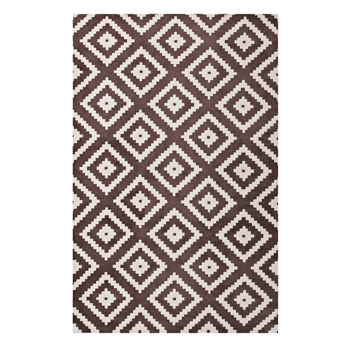 Modway Outlet Alika Abstract Diamond Trellis 5x8 Area Rug by Modway  Living Room Rugs Ivory and Brown - R-1004F-58