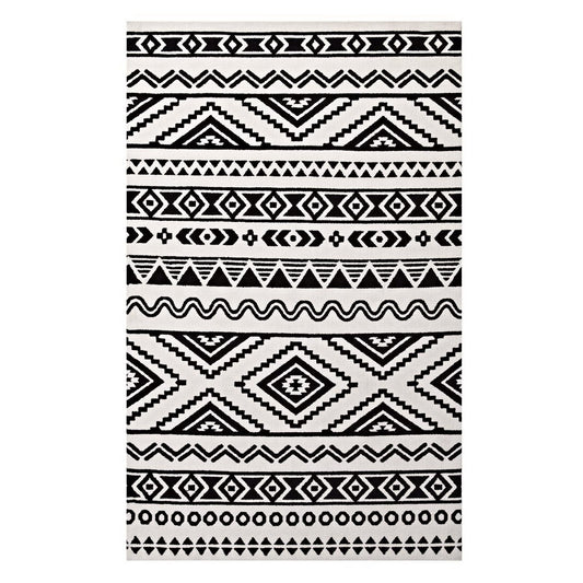 Modway Outlet Haku Geometric Moroccan Tribal 5x8 Area Rug by Modway  Living Room Rugs Black and White - R-1010A-58