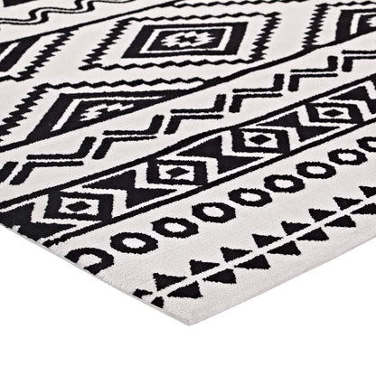 Modway Outlet Haku Geometric Moroccan Tribal 5x8 Area Rug by Modway  Living Room Rugs Black and White - R-1010A-58