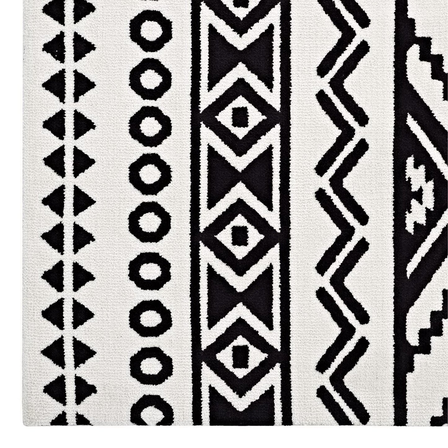 Modway Outlet Haku Geometric Moroccan Tribal 5x8 Area Rug by Modway  Living Room Rugs Black and White - R-1010A-58