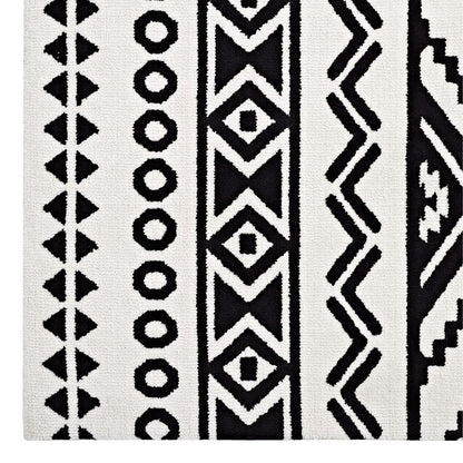 Modway Outlet Haku Geometric Moroccan Tribal 5x8 Area Rug by Modway  Living Room Rugs Black and White - R-1010A-58