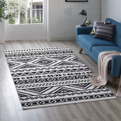 Modway Outlet Haku Geometric Moroccan Tribal 5x8 Area Rug by Modway  Living Room Rugs Black and White - R-1010A-58