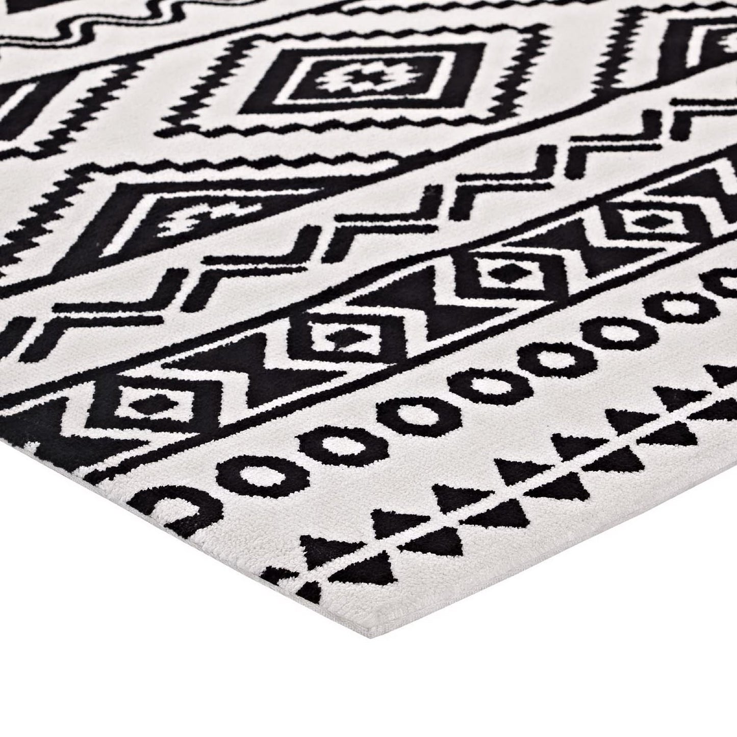 Modway Outlet Haku Geometric Moroccan Tribal 8x10 Area Rug by Modway  Living Room Rugs Black and White - R-1010A-810