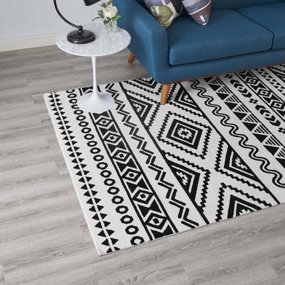 Modway Outlet Haku Geometric Moroccan Tribal 8x10 Area Rug by Modway  Living Room Rugs Black and White - R-1010A-810