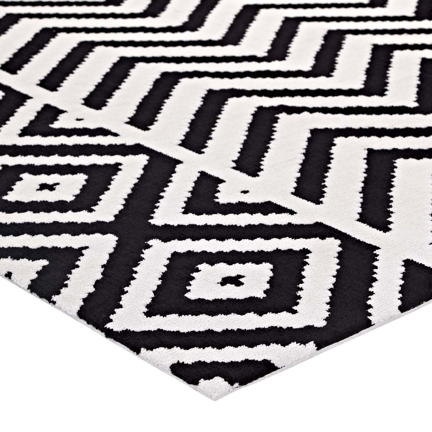 Modway Outlet Ailani Geometric Chevron / Diamond 8x10 Area Rug by Modway  Living Room Rugs Black and White - R-1011A-810