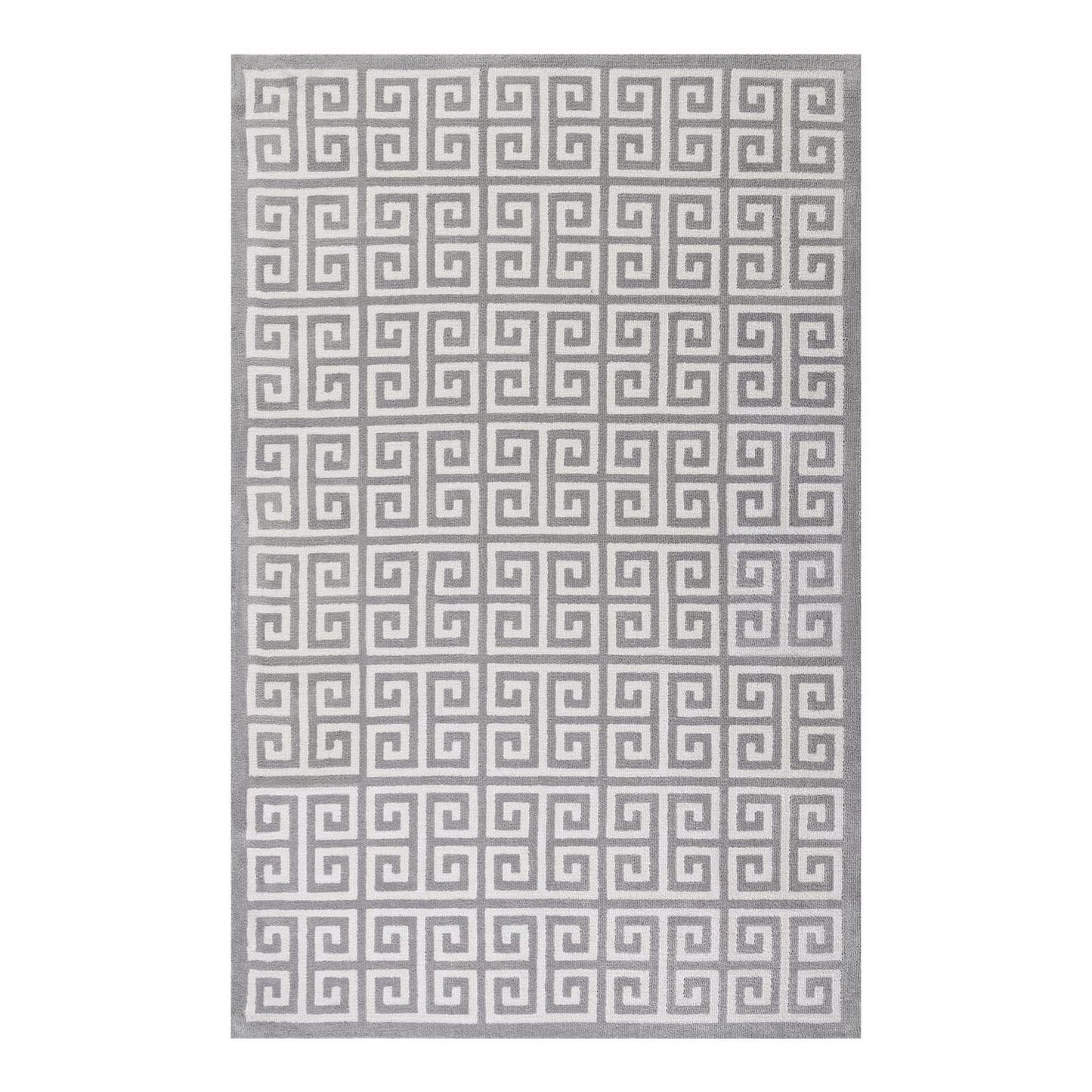 Modway Outlet Freydis Greek Key 5x8 Area Rug by Modway  Living Room Rugs White and Light Gray - R-1013B-58