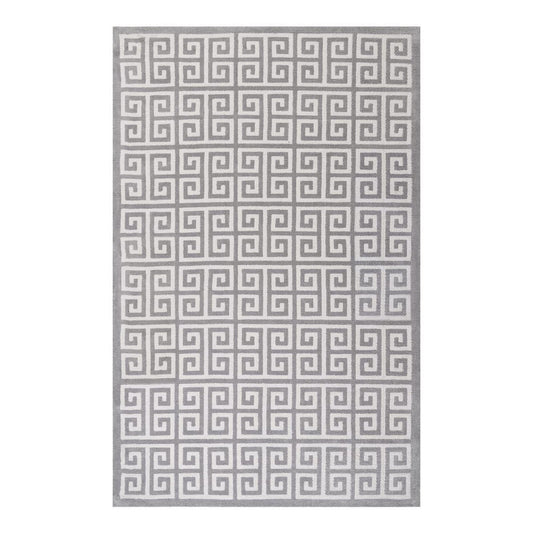 Modway Outlet Freydis Greek Key 5x8 Area Rug by Modway  Living Room Rugs White and Light Gray - R-1013B-58