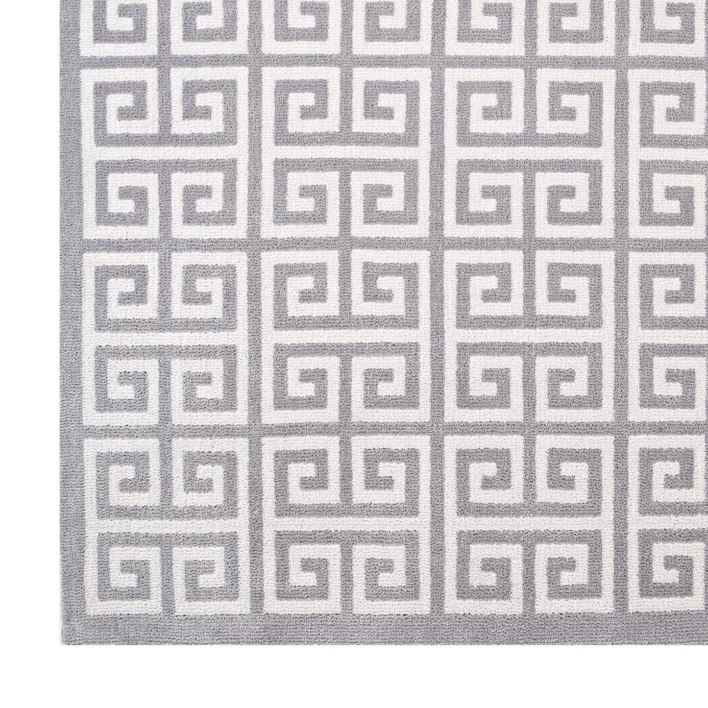 Modway Outlet Freydis Greek Key 5x8 Area Rug by Modway  Living Room Rugs White and Light Gray - R-1013B-58