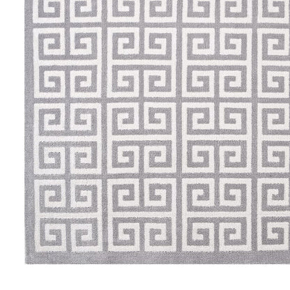 Modway Outlet Freydis Greek Key 5x8 Area Rug by Modway  Living Room Rugs White and Light Gray - R-1013B-58
