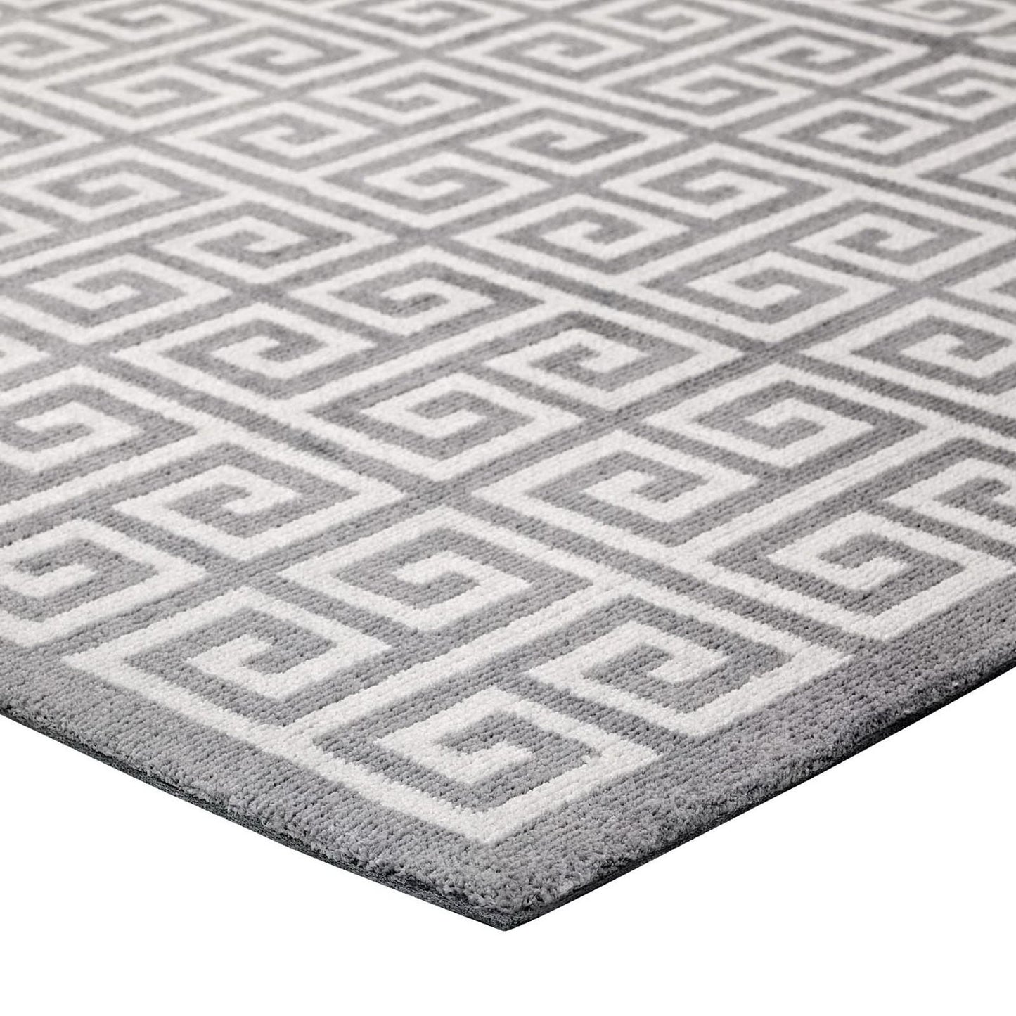 Modway Outlet Freydis Greek Key 5x8 Area Rug by Modway  Living Room Rugs White and Light Gray - R-1013B-58