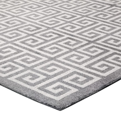 Modway Outlet Freydis Greek Key 5x8 Area Rug by Modway  Living Room Rugs White and Light Gray - R-1013B-58